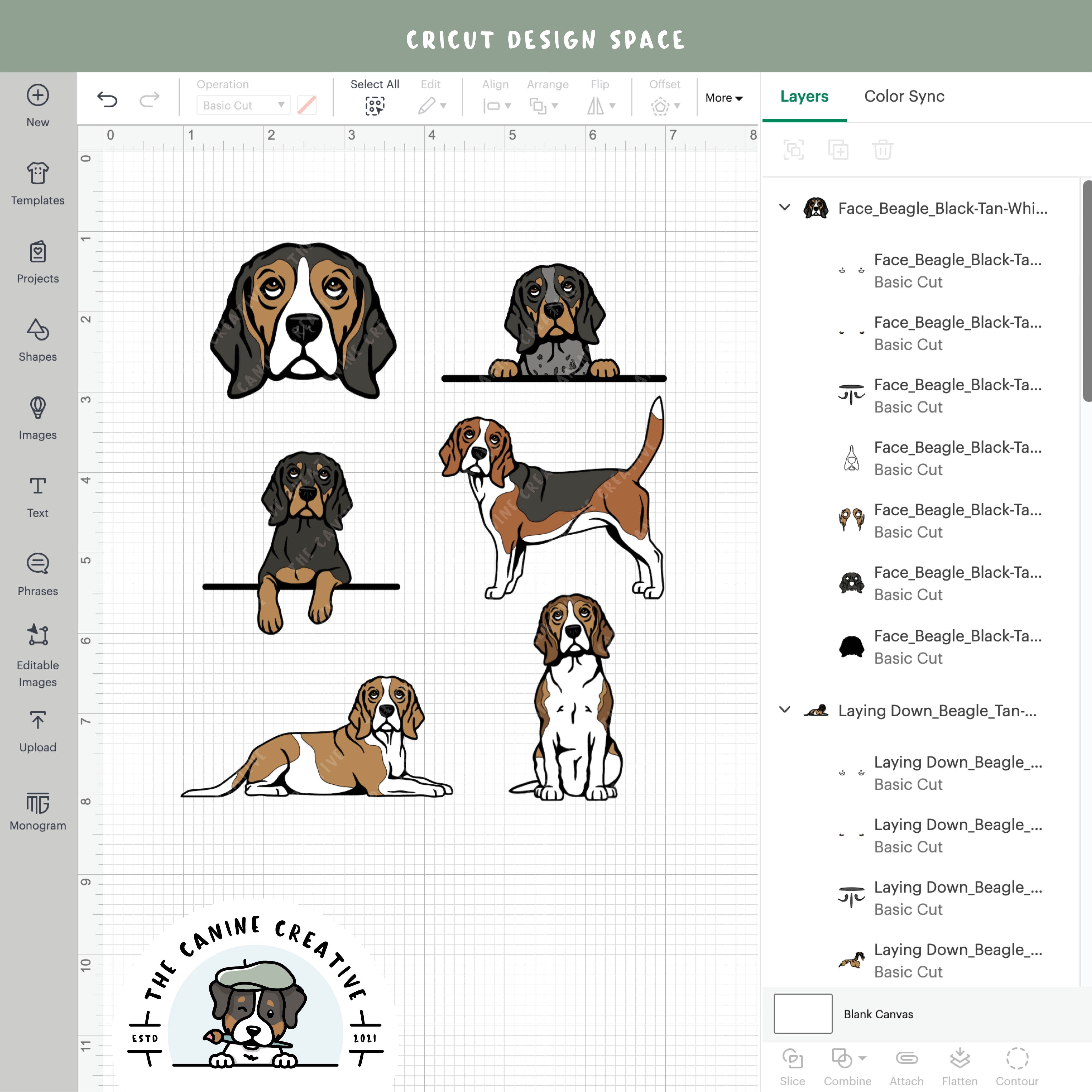 Screenshot showing design layers inside Cricut Design Space.